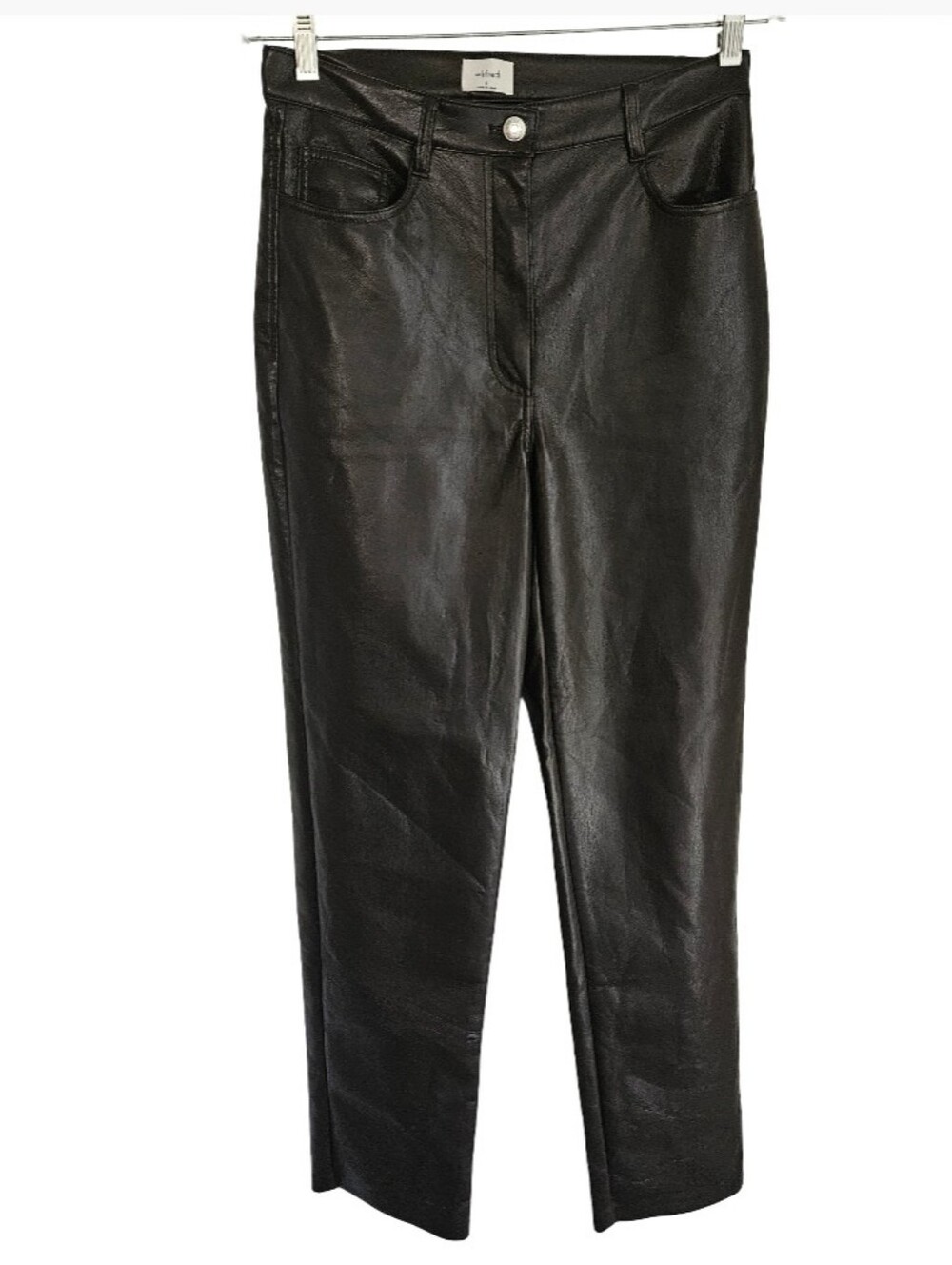 Aritzia Wilfred The Melina High Waisted Vegan Leather Pants Dark Brown Size 6 - Picture 3 of 13